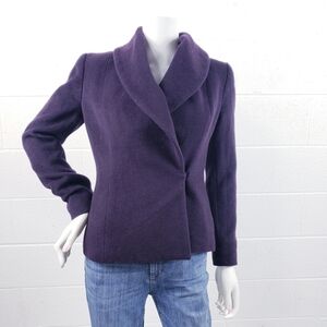 Lauren Ralph Lauren Wool Angora Blazer Jacket Shawl Collar Purple Size 2